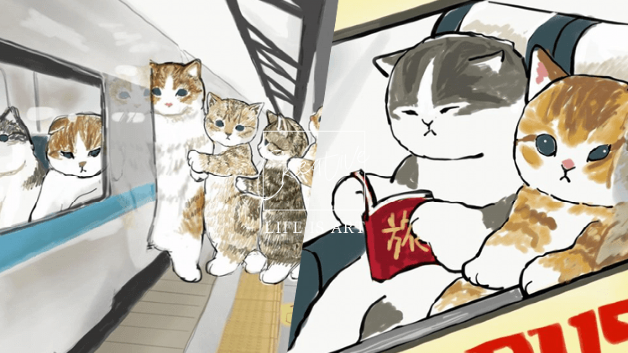 日本繪師juno畫出擬人化的貓咪 貓咪朝九晚五的地鐵考驗引起超多共鳴